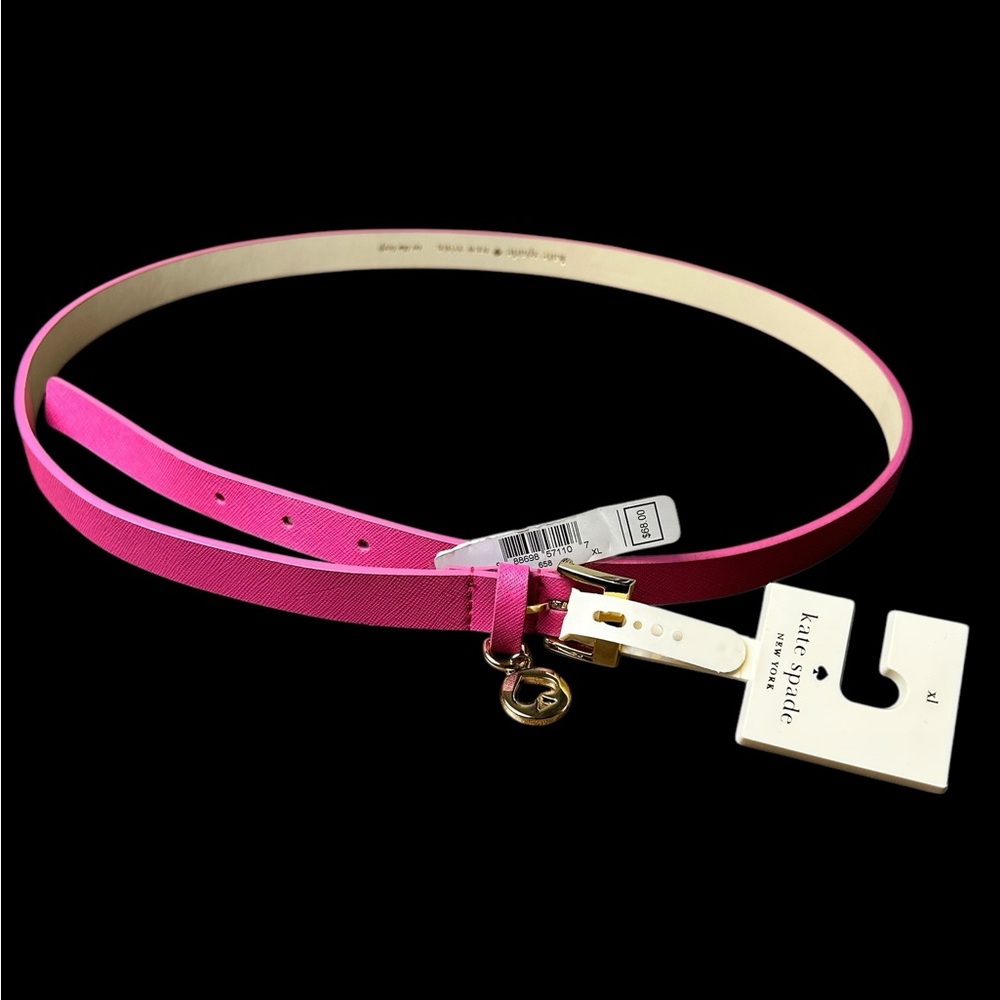 kate spade New York Pink Saffiano Leather Skinny Belt